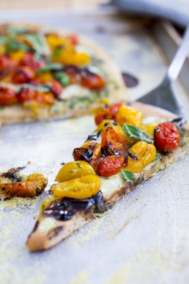 Caprese Pizza with Oven Roasted Tomatoes | www.feastingathome.com