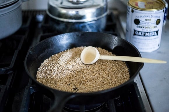 toast the oats in the skillet fora nutty flavor