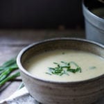 Best Ever Potato Soup! A simple, easy recipe for Potato Soup that is healthy, vegetarian and lightened up! Creamy, flavorful and delicious! #potatosoup #potatosouprecipe #vegetarain #potatoes #healthysoup #leeks