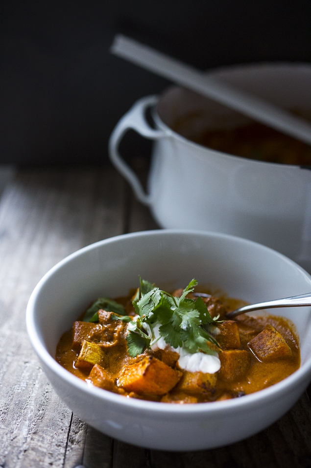 Roasted Butternut Tikka Masala with fragrant Indian tomato curry sauce. Add chicken or chickpeas. Vegan, Gluten Free! | #butternut #tikkamasala | www.feastingathome.com