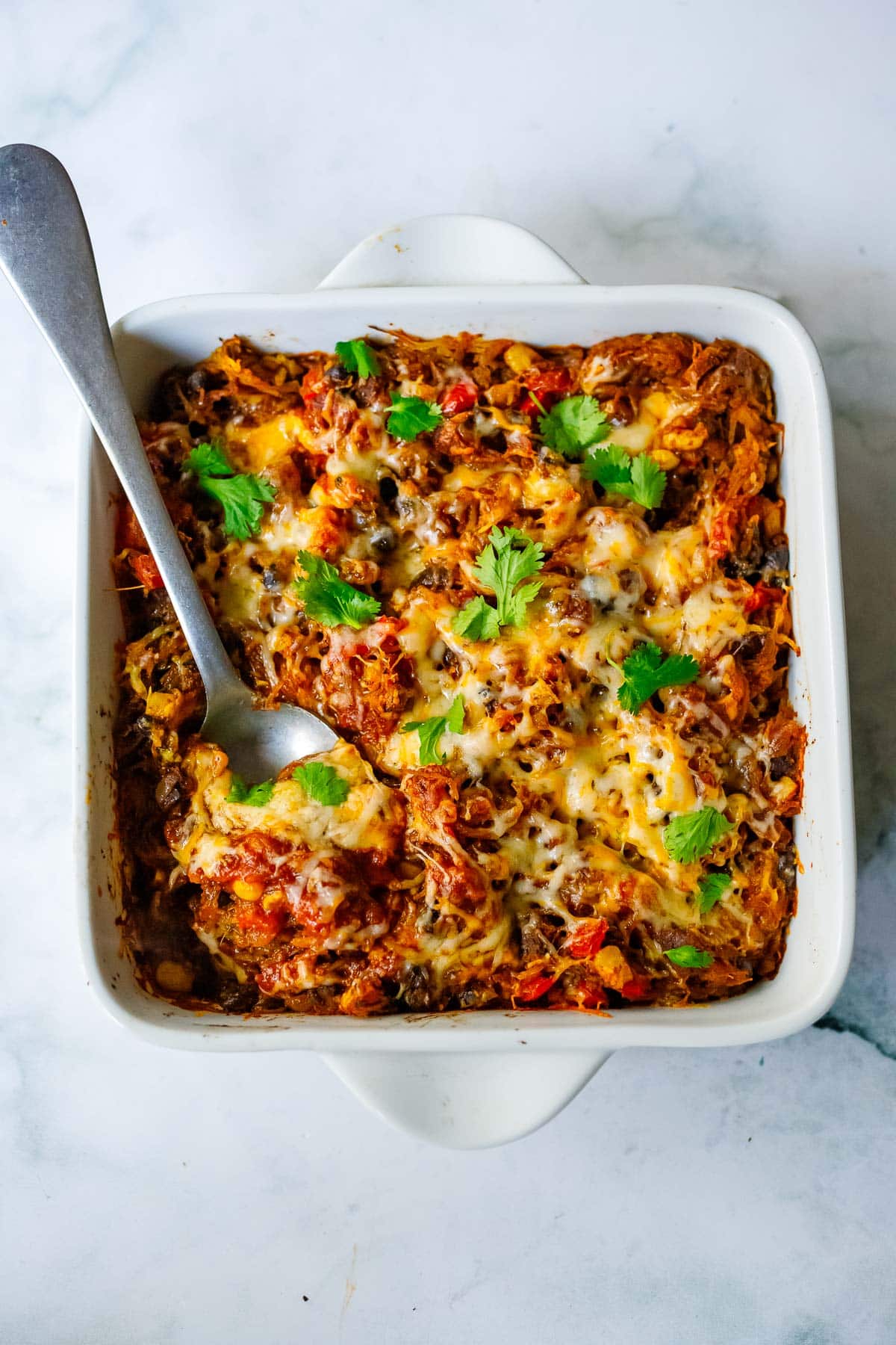 The baked spaghetti squash casserole. 