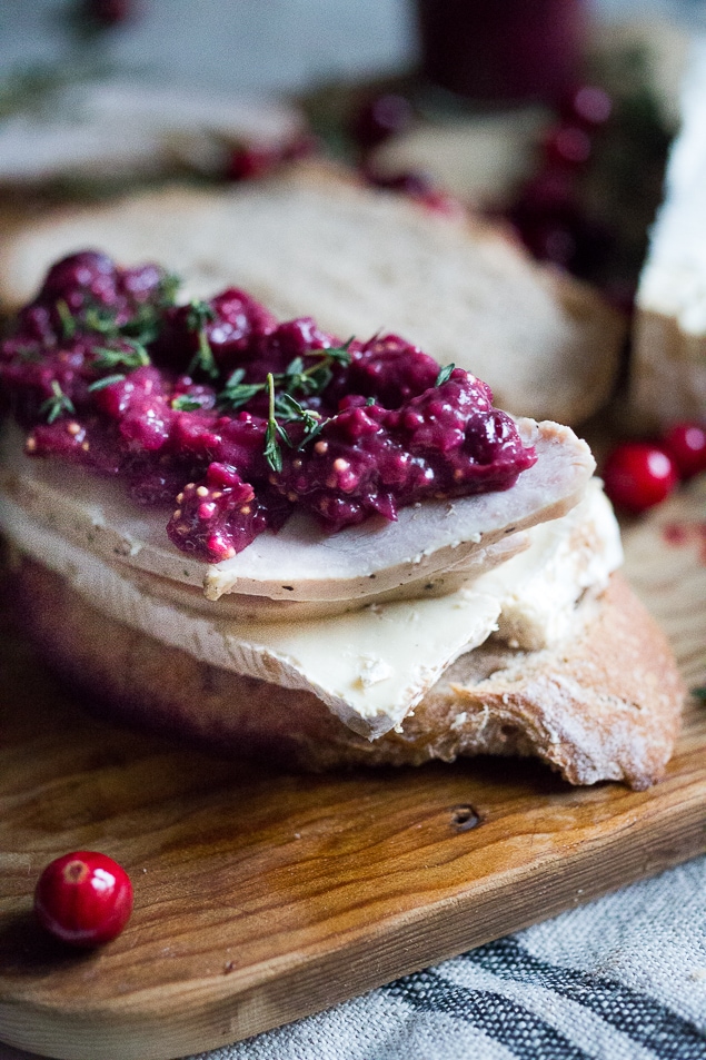 Turkey Grilled Cheese Sandwich with Cranberry Mustard - a delicious way to use leftover Thanksgiving Turkey and your Cranberry Sauce! #turkeysandwich #grilledcheese #brie #cranberry #thanksgiving