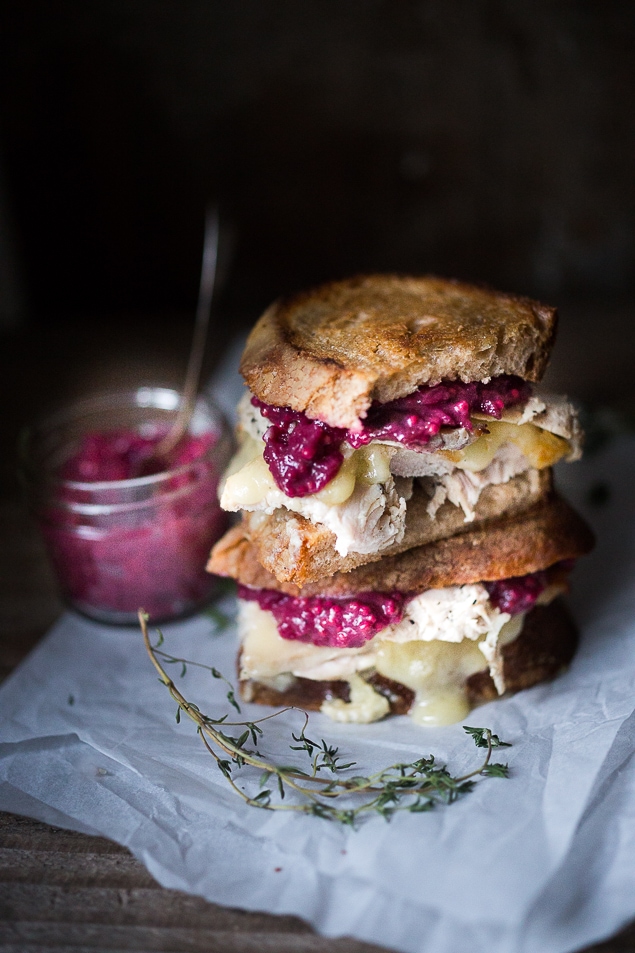 Turkey Grilled Cheese Sandwich with Cranberry Mustard | www.feastingathome.com