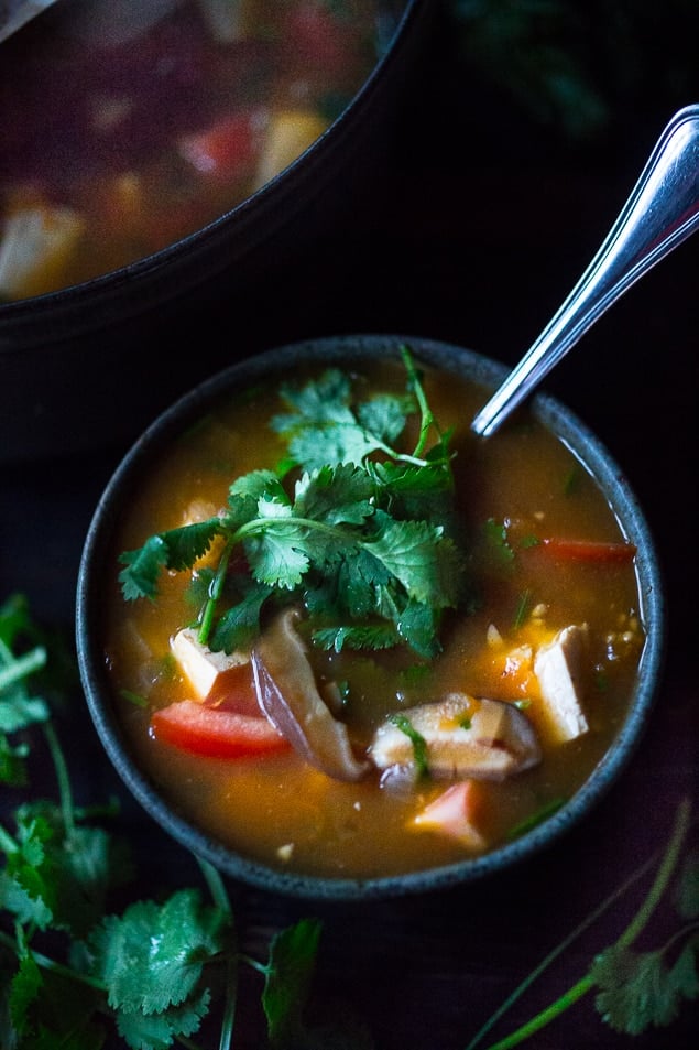 Vietnamese Hot and Sour Soup Tamarind Soup with Tofu. Vegan GF | www.feastingathome.com #vegan #soup