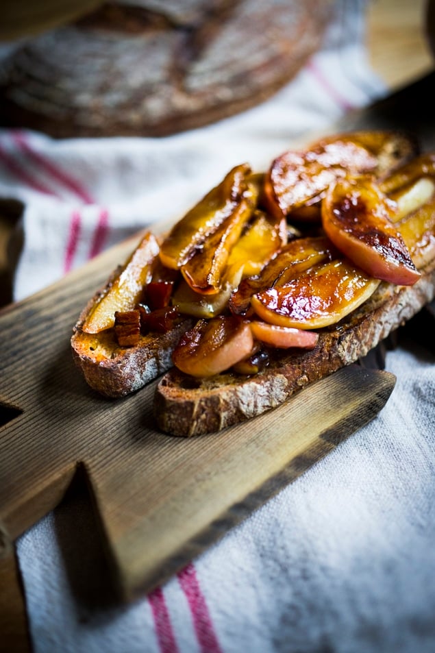 Vegan breakfast...Sauteed Maple Apples on wholesome toast, vegan, hearty and delicious! | www.feastingathome.com