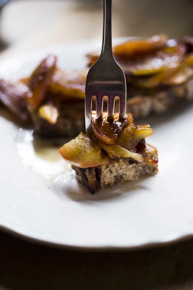 A simple breakfast...Sauteed Maple Apples on wholesome toast, vegan, hearty and delicious! | www.feastingathome.com