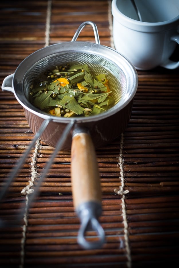 Ayurvedic Detox Tea- a daily drink with fresh turmeric, ginger and whole spices | www.feastingathome.com