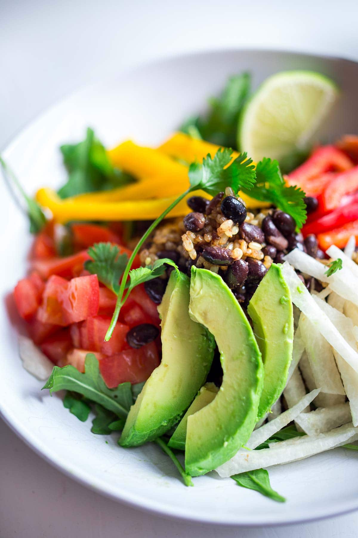 assembled burrito bowl. 