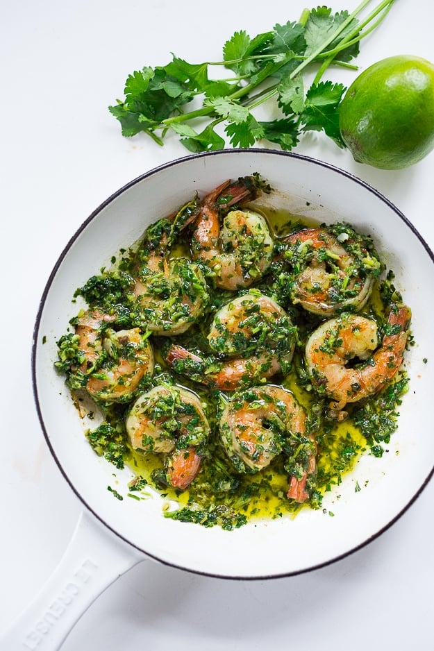 Chimichurri Shrimp- A fast, flavorful and easy appetizer or dinner! GF | www.feastingathome.com Chimichurri Shrimp- A fast, flavorful and easy appetizer or dinner! GF | www.feastingathome.com