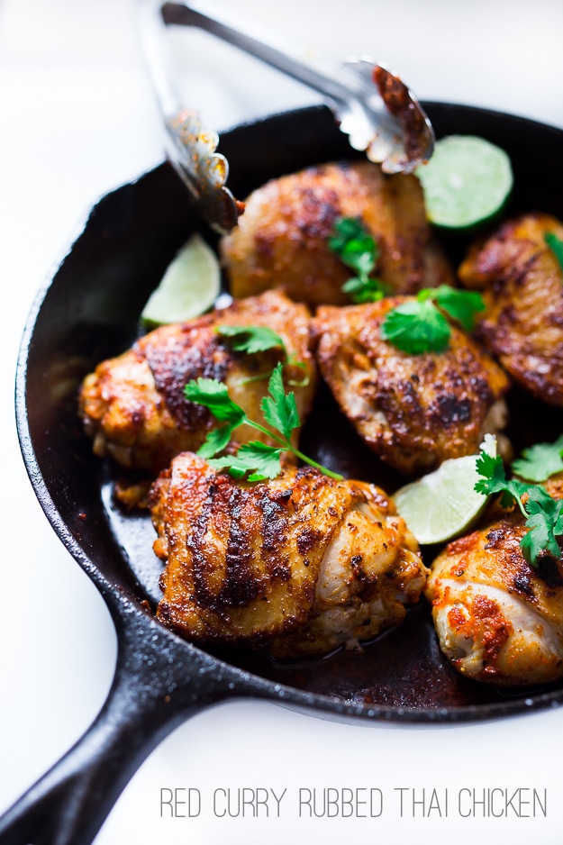 Thai Curry Rubbed Chicken- the tastiest, easiest chicken dinner ever! |www.feastingathome.com Pan-Seared Thai Chicken with Red Curry Paste. A simple flavorful meal that can be made in 30 minutes, paleo and low carb! | www.feastingathome.com