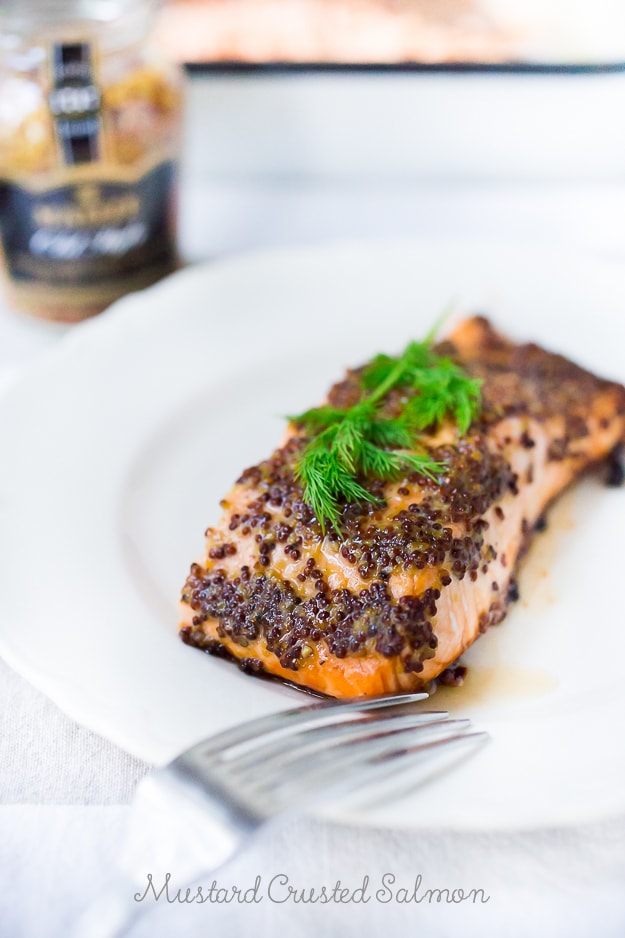 Simple 3 Ingredient, Mustard Baked Salmon! Easy, fast and full of flavor! #salmon #bakedSalmon #mustard #easysalmonrecipe