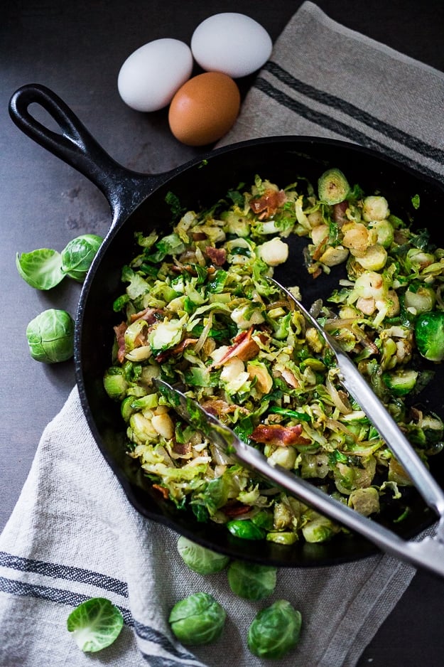Brussel Sprout Hash with Soft Poached Egg and Aleppo Chili Pepper | www.feastingathome.com