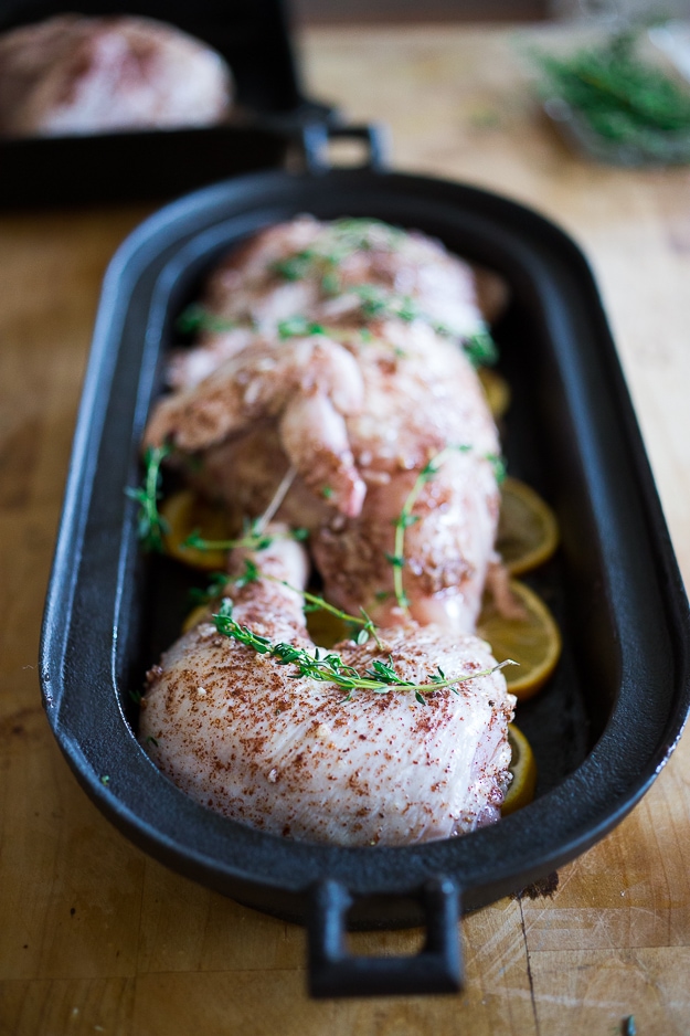 Roasted Sumac Chicken with Meyer Lemons...juicy flavorful Middle Eastern baked chicken dish that will make your mouth water! #paleo #lowcarb #keto #sumac #sumacchicken #easy #roastedchicken #Gluten-free.#bakedchicken #feastingathome| www.feastingathome.com