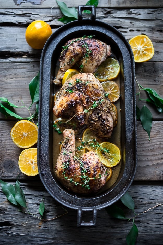 Roasted Sumac Chicken with Meyer Lemons...juicy flavorful middle eastern chicken. Gluten free! | www.feastingathome.com