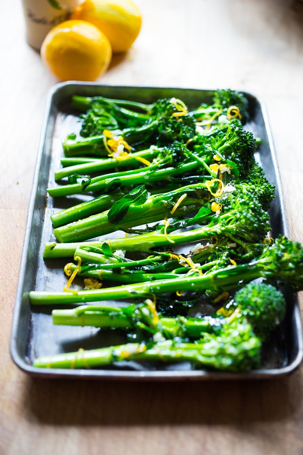 Eggs over Roasted Broccolini, a healthy gluten free breakfast | www.feastingathome.com