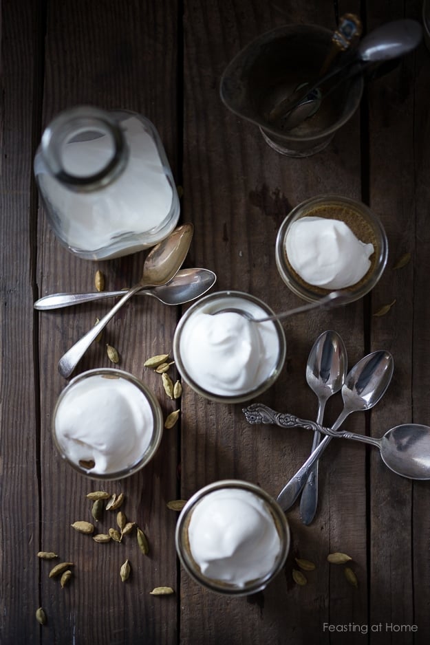 Cardamom Latte Panna Cotta- a luscious no fuss, dessert, with a perfect marriage of flavors.| www.feastingathome.com Cardamom Panna Cotta- a luscious no fuss, dessert, with a perfect marriage of flavors.| www.feastingathome.com