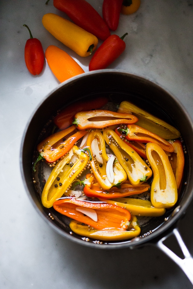 Quick Pickled peppers with coriander | www.feasitngathome.com
