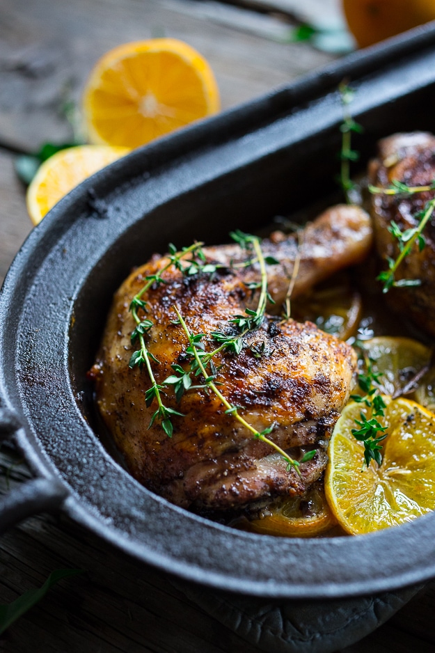 Roasted Sumac Chicken with Meyer Lemons...juicy flavorful middle eastern chicken. Gluten free! | www.feastingathome.com