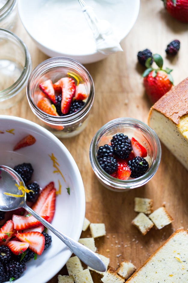 berry trifle recipe in a mason jar