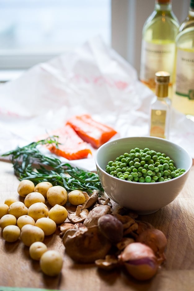 Pan-Seared Trout w/ Mushrooms, New Potatoes & Truffled Spring Pea Sauce | www.feastingathome.com #stealhead #springrecipes #salmon #peas #trout