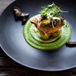 A delicious recipe for Steelhead Trout, pan-seared with Mushrooms, New Potatoes & Truffled Spring Pea Sauce...a simple elegant spring-inspired dinner!