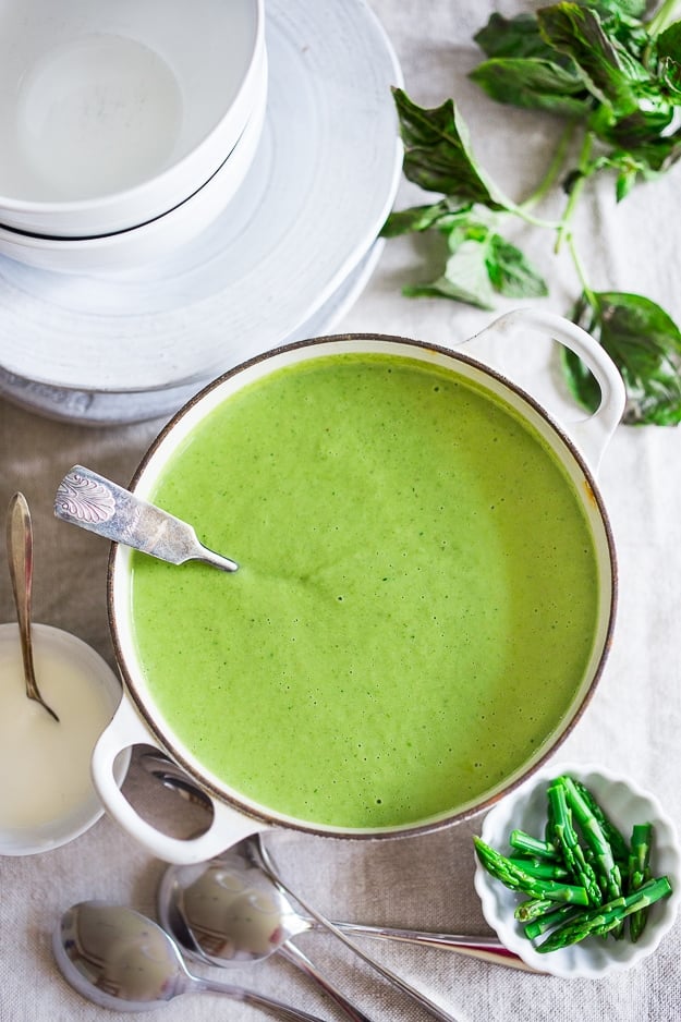 Creamy Asparagus Fennel Soup with Tarragon and Fennel Oil. Simple to make, full of flavor, beautifully presented. 