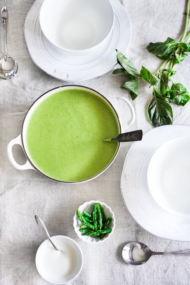 Asparagus Soup with Tarragon and Fennel. Simple to make, full of flavor, beautifully presented. 