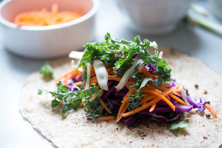 Spicy Lentil Tahini Wrap...vegan and GF | www.feastingathome.com