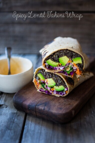 Spicy Lentil Wraps with Tahini Sauce | www.feastingathome.com
