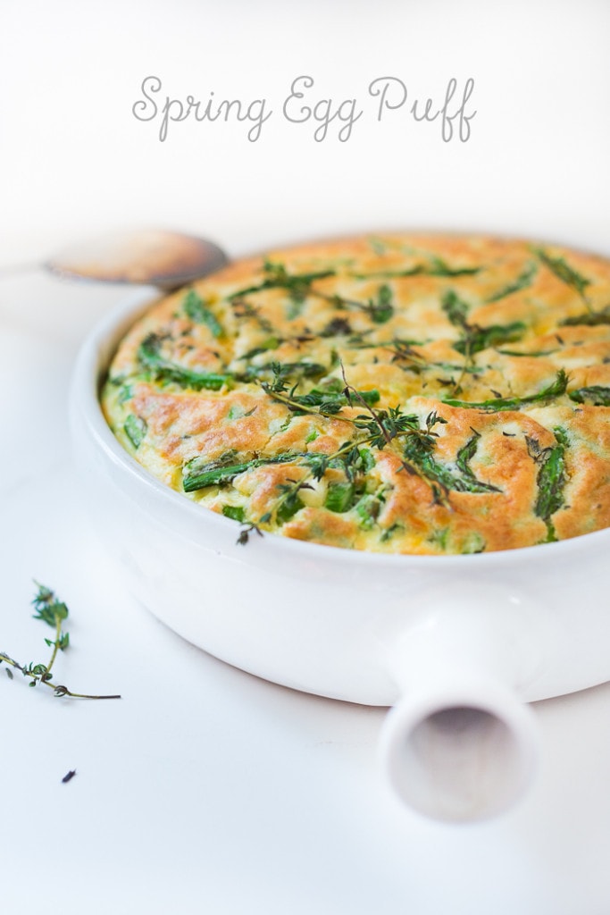 Asparagus and Goat Cheese Frittata- aka "Spring Egg Puff" a simple, delicious vegetarain brunch option. www.feastingathome.com