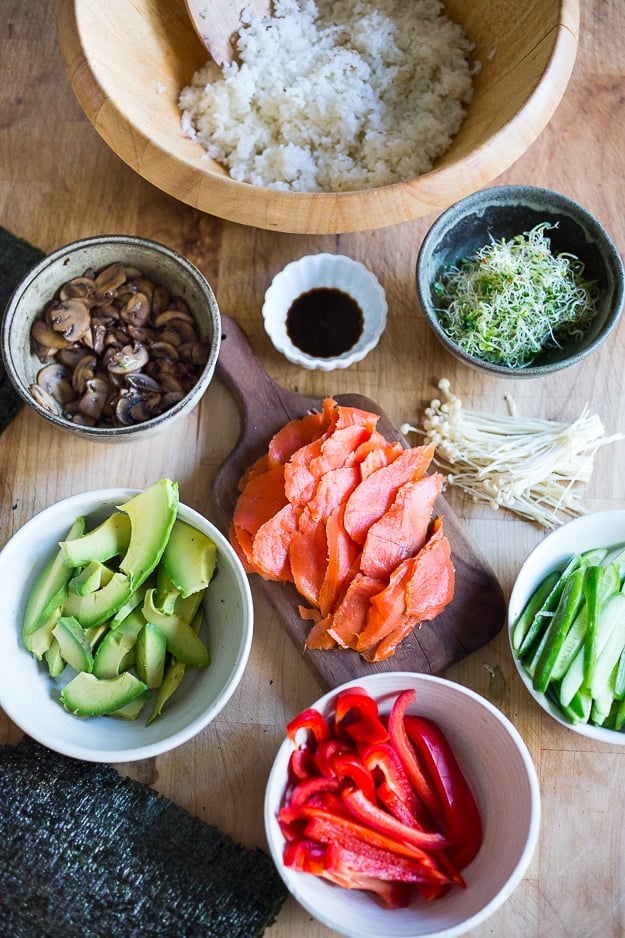 ingredients in sushi handrolls