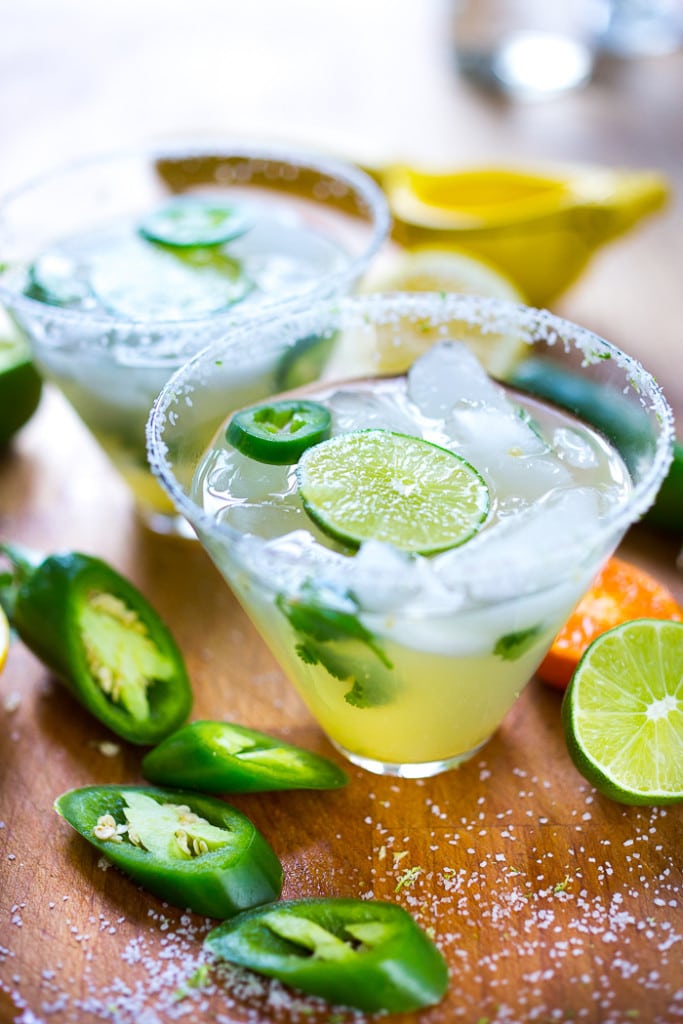  Mezcal Margarita w/ jalapeno and cilantro...a refreshing twist! | www.feastingathome.com