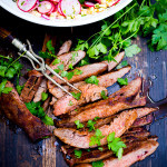 Grilled Flank Steak with Sweet Corn & Radish Salad...a healthy summer weeknight meal that can be made in 30 minutes! | www.feastingathome.com