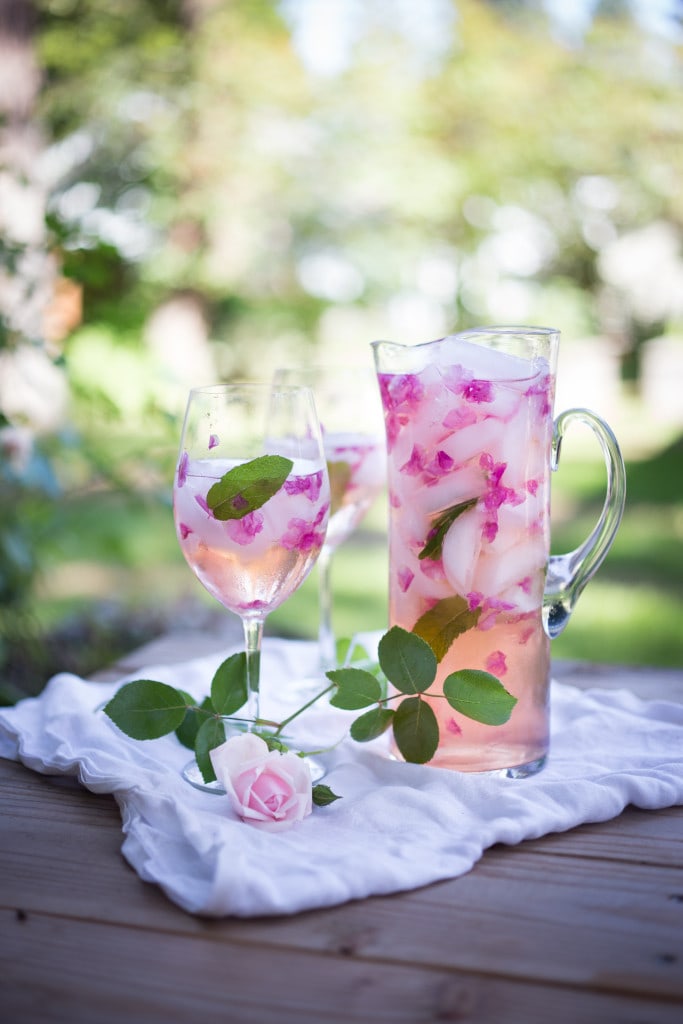 Wild Rose Petal Sangria- a refreshing summer drink that is lightly floral and soothing to the soul | www.feastingathome.com
