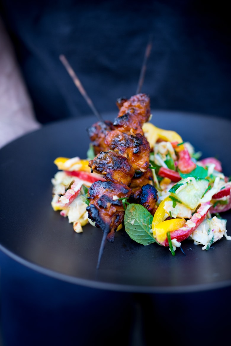 30 Summer Recipes like this Grilled Sambal Chicken with Thai Crunch Salad- a light and healthy summer dinner! 