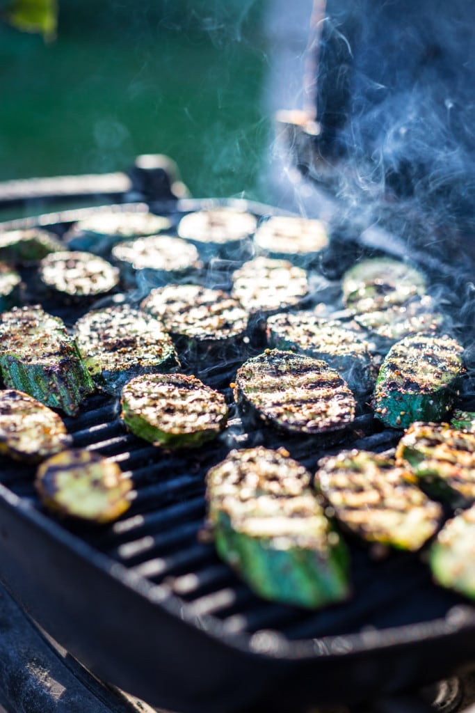 A simple recipe for Grilled Za'atar Zucchini with garlic, lemon, and a dollop of labneh or yogurt. Full of flavor, delicious and healthy! 