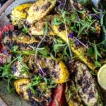 A simple recipe for Grilled Zucchini with zaatar, garlic and lemon. Serve it with tzatziki for extra richness. Full of flavor, delicious and healthy!