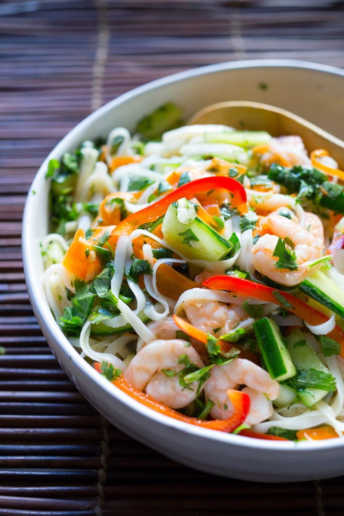 A delicious healthy recipe for Vietnamese Noodle Salad with flavorful pickled vegetables.