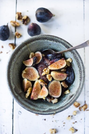 15 Vegan Breakfasts! |Teff Porridge with fresh figs, maple and walnuts-- an easy, vegan protein packed breakfast! Gluten Free, Vegan! | #teff #porridge #veganbreakfast #healthybreakfast www.feastingathome.com