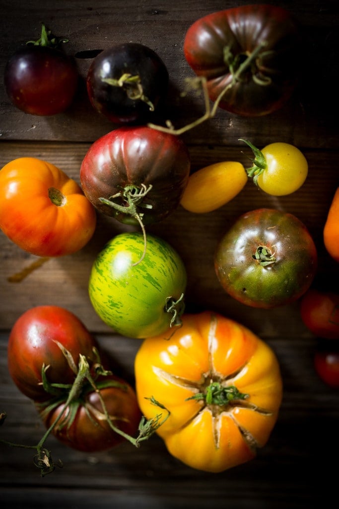fresh colorful heirloom tomatoes 
