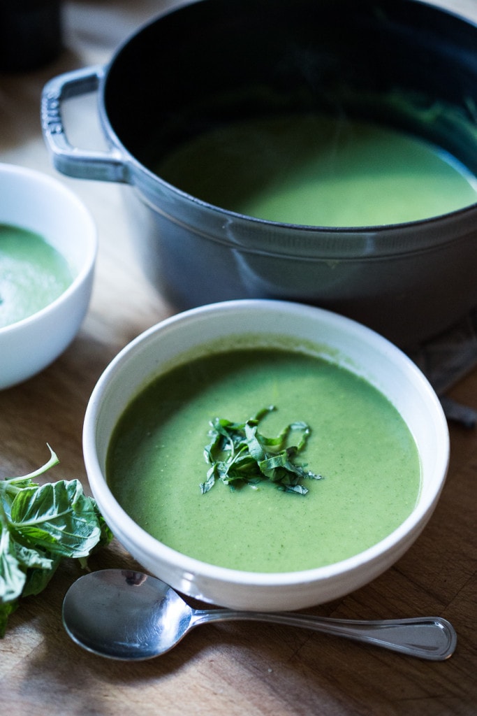 Quick Healthy Luscious Zucchini Basil Soup, can be made in 20 minutes flat! | www.feastingathome.com