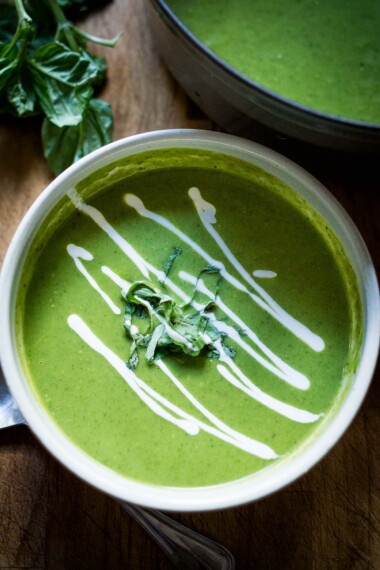 Have an abundance of Zucchini? This flavorful, luscious Zucchini Soup is infused with basil and garlic and has a lovely flavor with the silliest texture. Keep it vegan, or swirl in some yogurt at the end for extra creaminess. Quick and easy! Gluten Free.