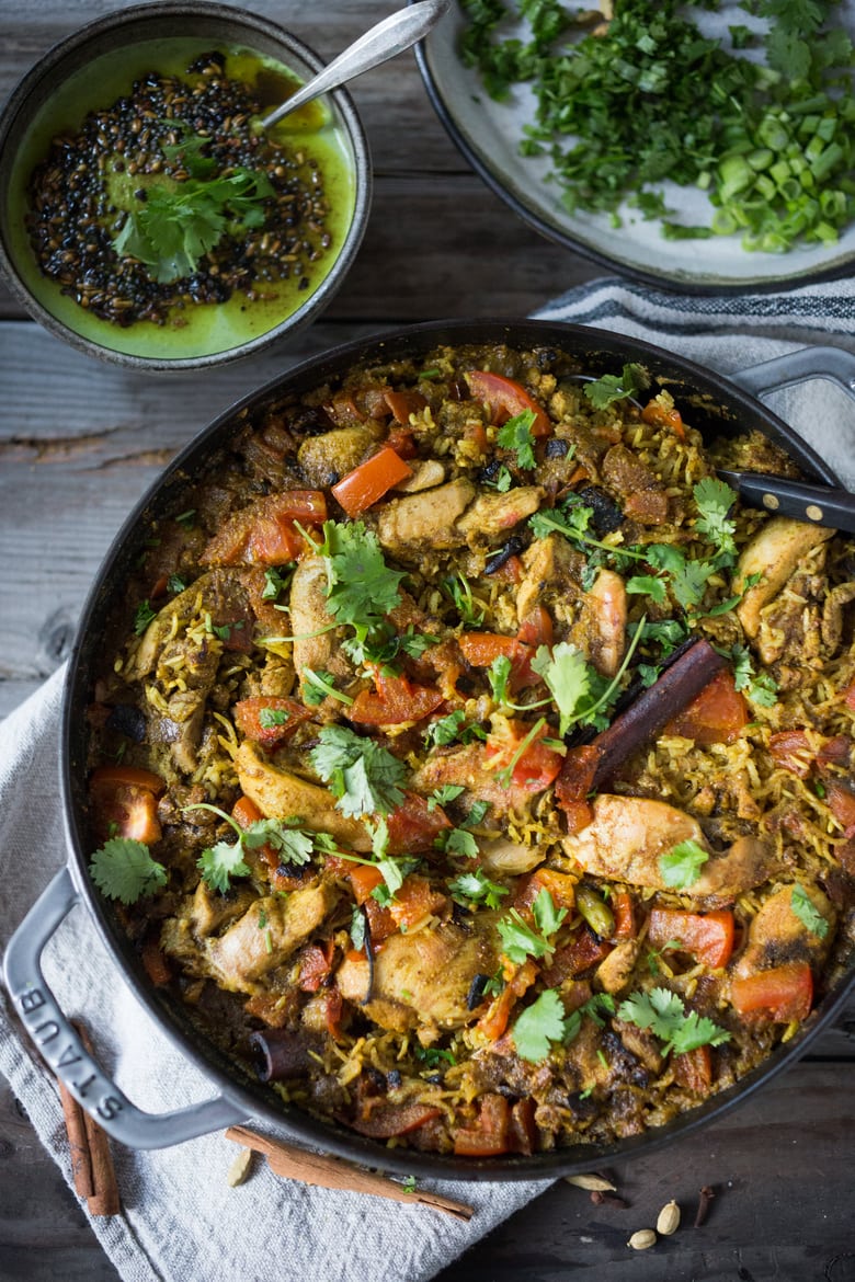 Chicken Biryani with Cilantro Yogurt Sauce Feasting At Home