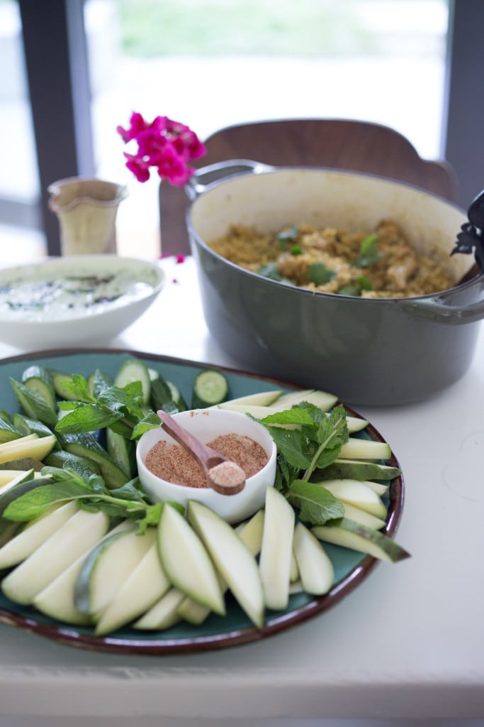 Green papaya Salad with cucumber, mint and chili salt | www.feastingathome.com