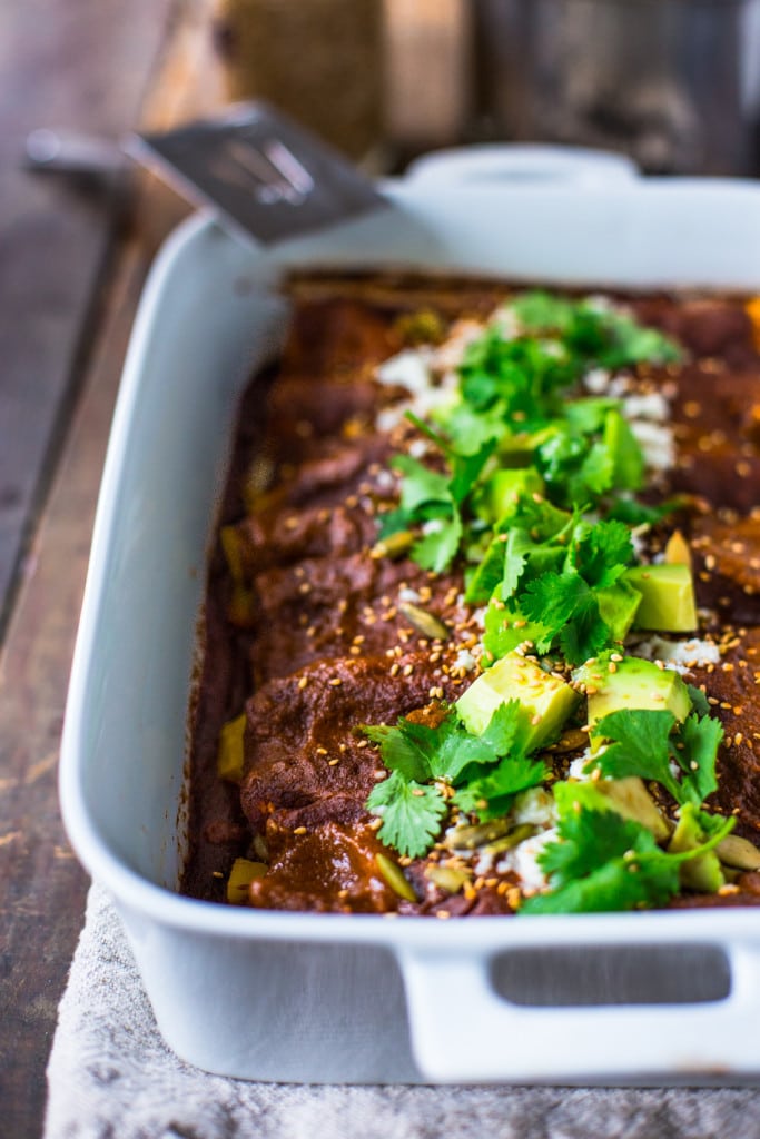 Roasted Butternut Enchiladas with Quick Mole Sauce Feasting at Home