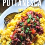 Eggplant Puttanesca with Roasted Spaghetti Squash