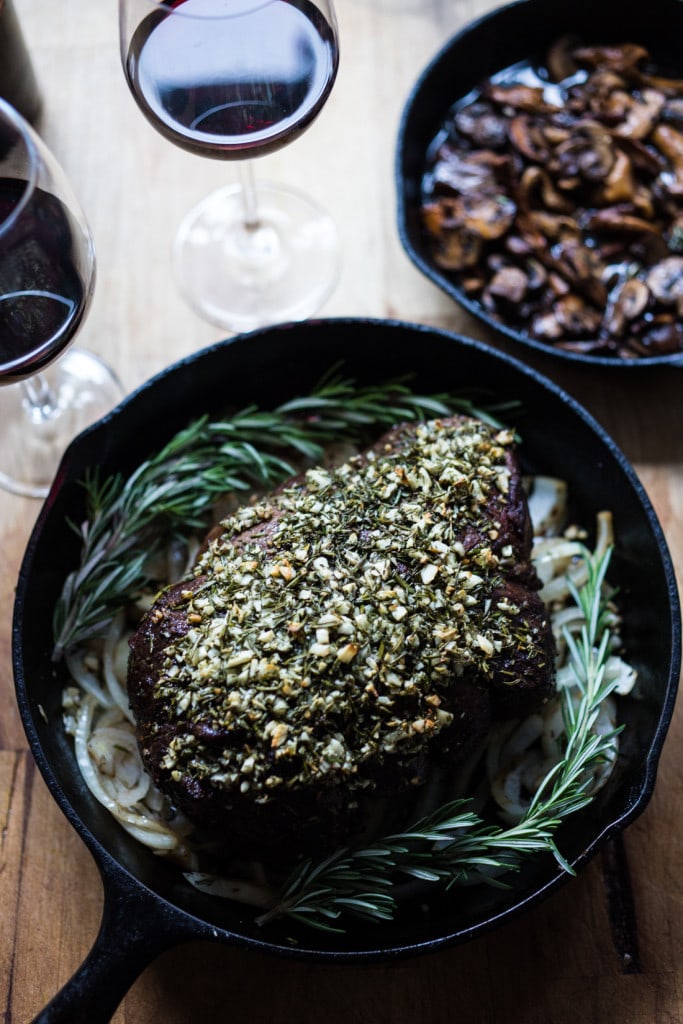 Rosemary Garlic Beef Roast with Wild Mushrooms , a simple elegant recipe perfect for your holiday dinner. | www.feastingathome.com