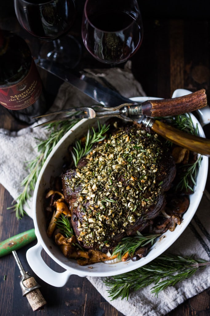 Rosemary Garlic Beef Roast with Wild Mushrooms , a simple elegant recipe perfect for your holiday dinner. | www.feastingathome.com