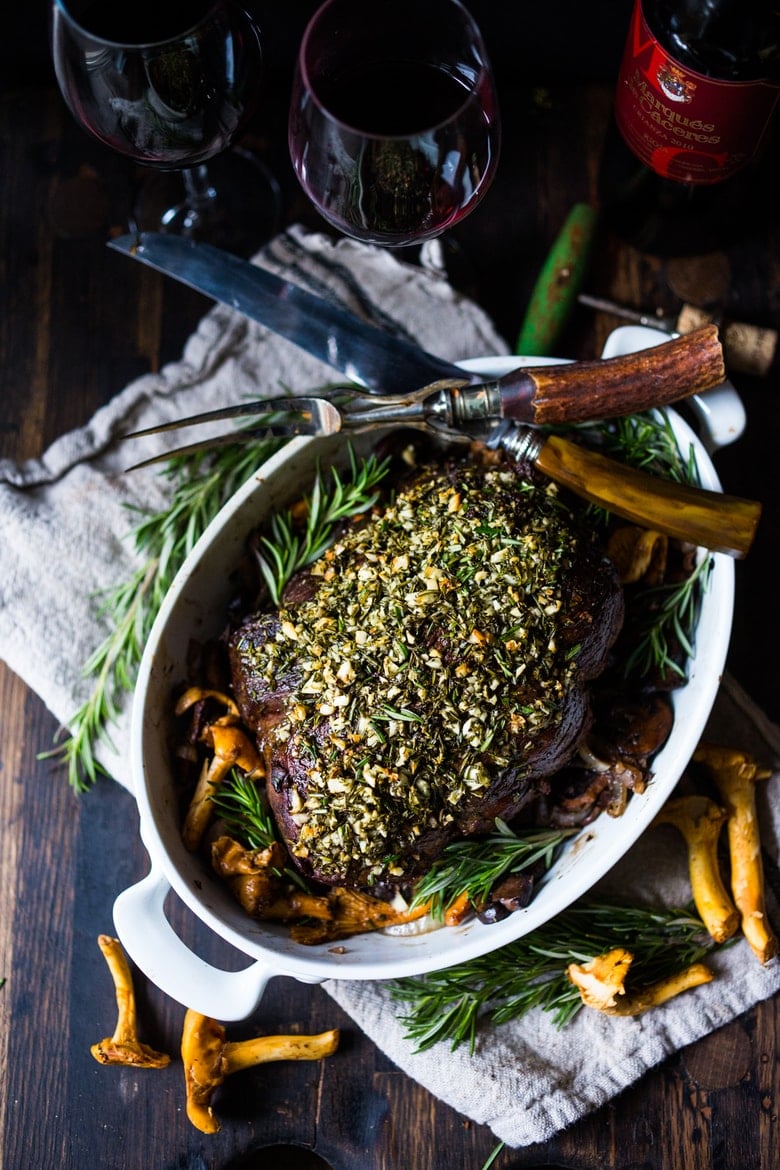 Rosemary Garlic Beef Roast with Wild Mushrooms , a simple elegant recipe perfect for your holiday dinner. | www.feastingathome.com