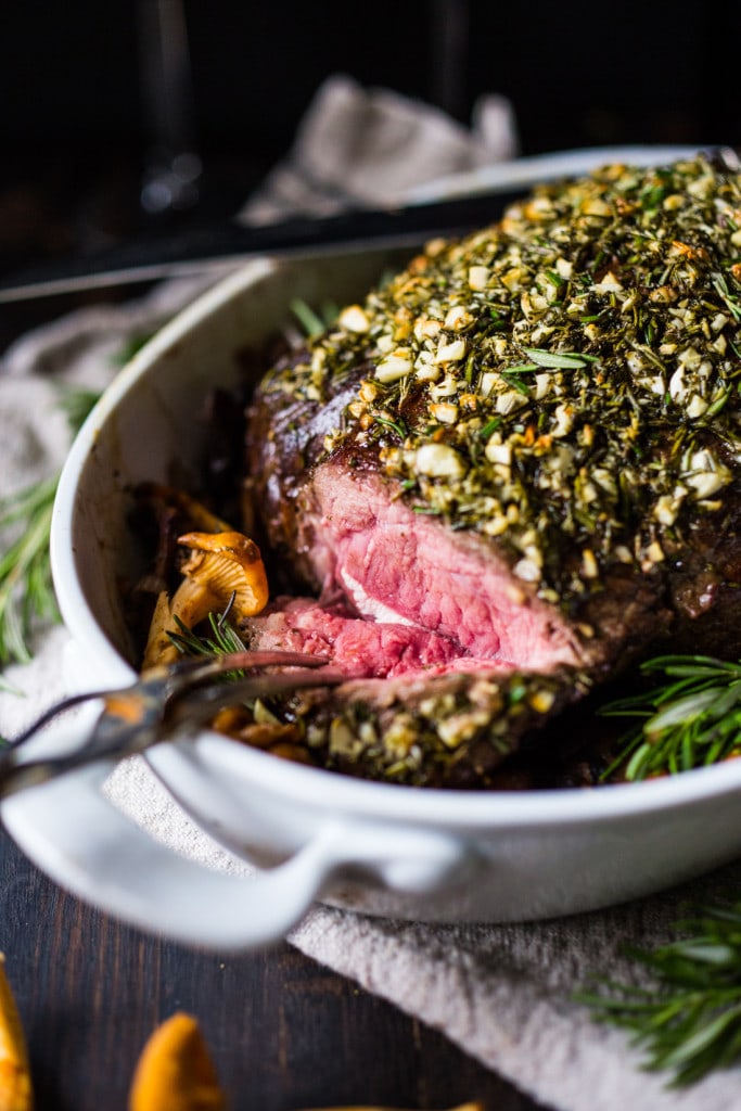 Rosemary Garlic Beef Roast with Wild Mushrooms , a simple elegant recipe perfect for your holiday dinner. | www.feastingathome.com